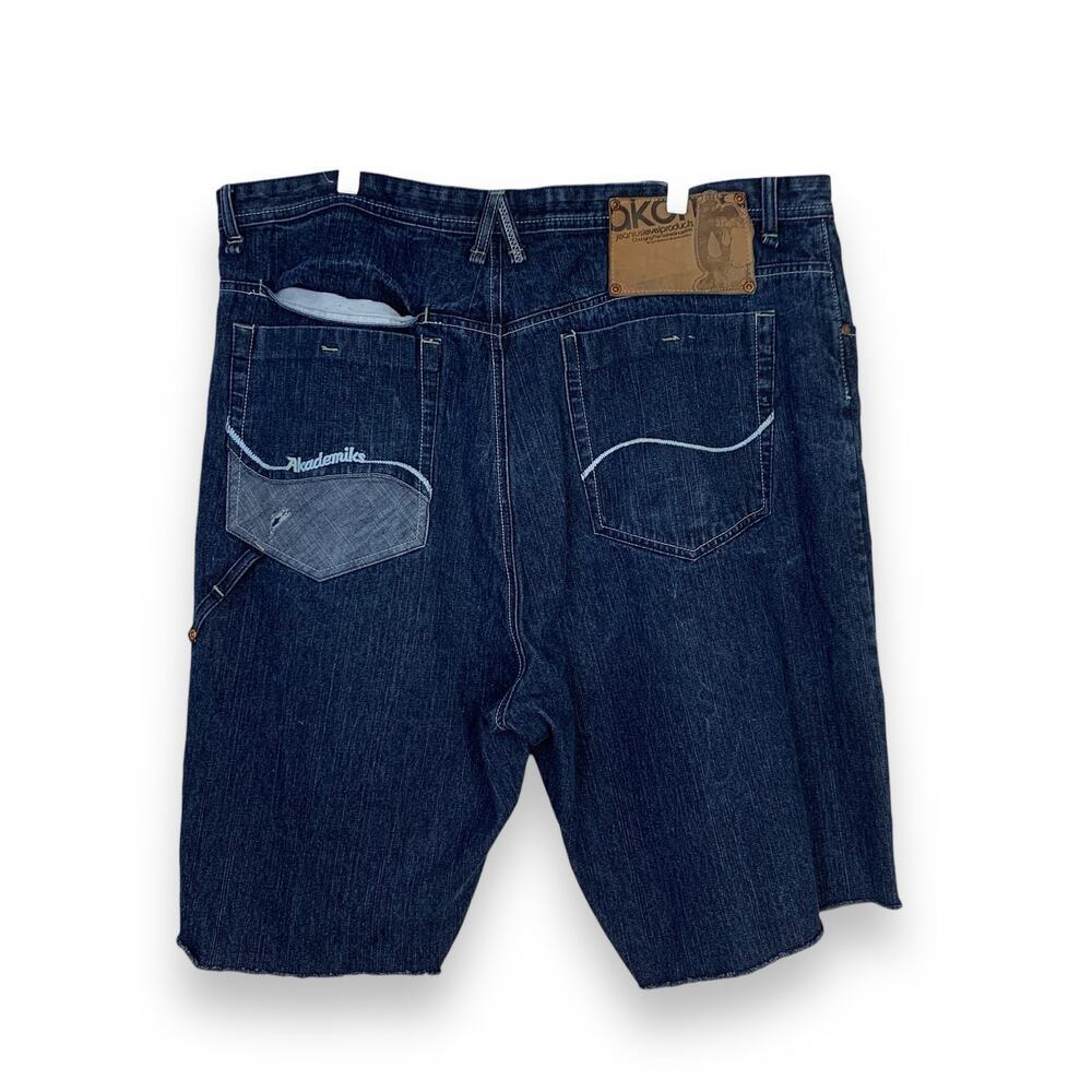 Akademiks Mens Jean Shorts Size 42 Cut Off Denim 100% Cotton VTG Jorts Skater